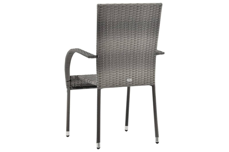 Stapelbara trädgårdsstolar 4 st grå konstrotting - Grå - Balkongstol - Matstol & karmstol utomhus