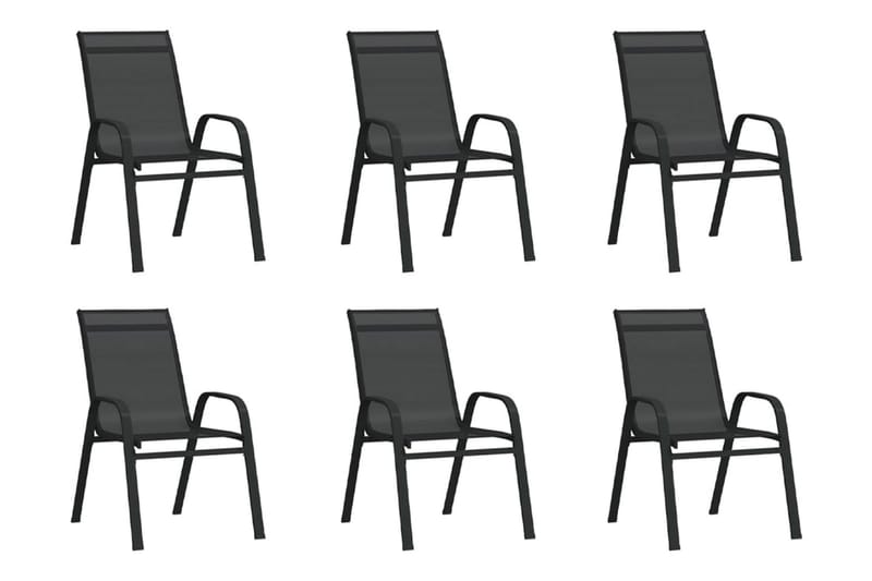 Stapelbara trädgårdsstolar 6 st svart textilentyg - Svart - Balkongstol - Matstol & karmstol utomhus