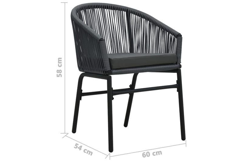 Trädgårdsstol 2 st antracit PVC rotting - Grå - Balkongstol - Matstol & karmstol utomhus