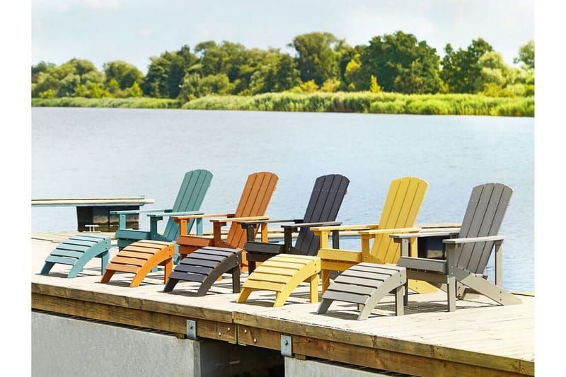 Trädgårdsstol med fotpall ljusgrå ADIRONDACK - Grå - Utemöbler & utemiljö - Utestol & trädgårdsstol - Solstol - Däckstol