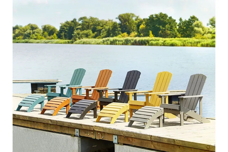 Trädgårdsstol med fotpall turkos ADIRONDACK - Blå - Utemöbler & utemiljö - Utestol & trädgårdsstol - Solstol - Däckstol