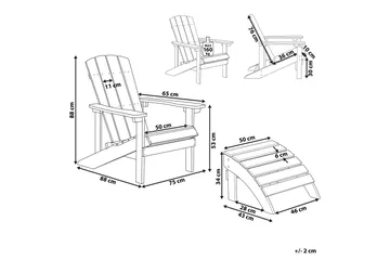 Trädgårdsstol med fotpall turkos ADIRONDACK - Blå - Utemöbler & utemiljö - Utestol & trädgårdsstol - Solstol - Däckstol