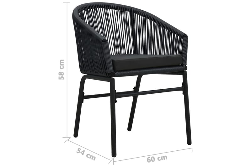 Trädgårdsstolar 2 st svart PVC-rotting - Svart - Balkongstol - Matstol & karmstol utomhus