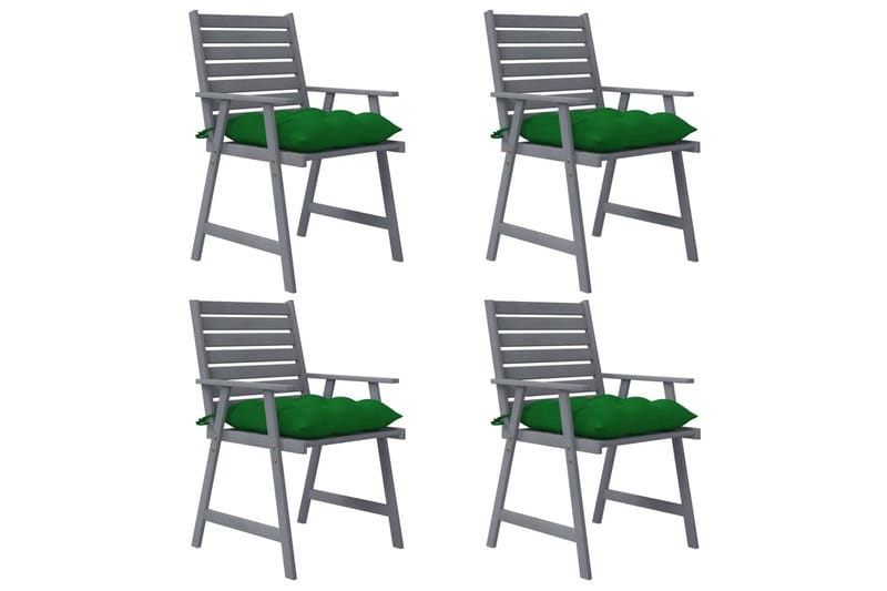 Trädgårdsstolar 4 st med dynor massivt akaciaträ - Grön - Balkongstol - Matstol & karmstol utomhus