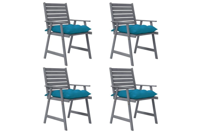 Trädgårdsstolar 4 st med dynor massivt akaciaträ - Ljusblå - Balkongstol - Matstol & karmstol utomhus