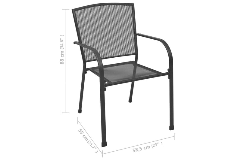 Trädgårdsstolar 4 st nätdesign antracit stål - Grå - Balkongstol - Matstol & karmstol utomhus