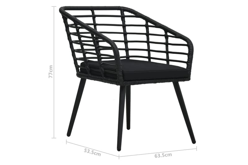 Trädgårdsstolar med dynor 2 st konstrotting svart - Svart - Balkongstol - Matstol & karmstol utomhus