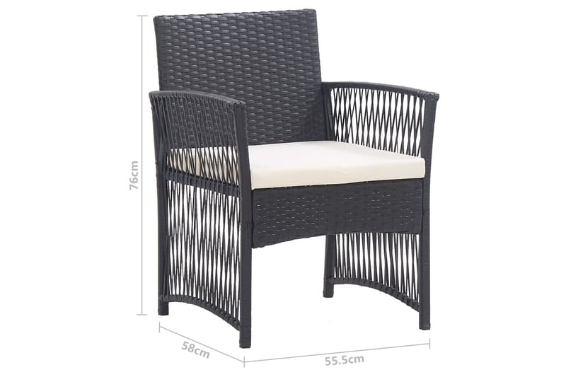 Trädgårdsstolar med dynor 2 st svart konstrotting - Svart - Balkongstol - Matstol & karmstol utomhus