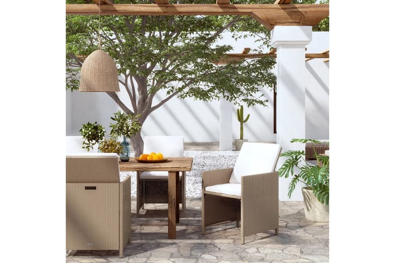 Trädgårdsstolar med dynor 4 st konstrotting beige - Beige - Balkongstol - Matstol & karmstol utomhus