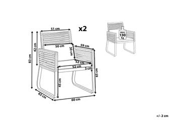 TrådgårdsUtestol 2 st svart CANETTO - Svart - Utemöbler & utemiljö - Utestol & trädgårdsstol - Matstol & karmstol utomhus