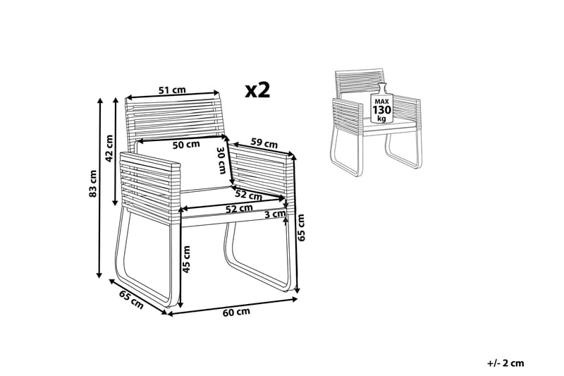 TrådgårdsUtestol 2 st svart CANETTO - Svart - Utemöbler & utemiljö - Utestol & trädgårdsstol - Matstol & karmstol utomhus