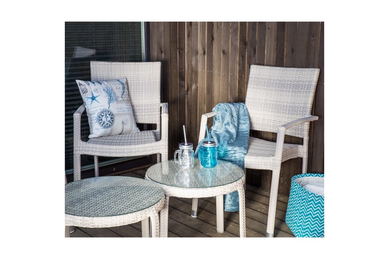 Utestol WICKER-3 med armstöd 66x59xH925cm beige - Beige - Utemöbler & utemiljö - Utestol & trädgårdsstol - Matstol & karmstol utomhus
