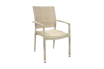 Utestol WICKER-3 med armstöd 66x59xH925cm beige - Beige - Utemöbler & utemiljö - Utestol & trädgårdsstol - Matstol & karmstol utomhus