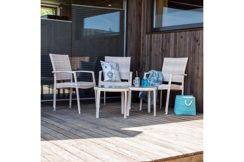 Utestol WICKER-3 med armstöd 66x59xH925cm beige - Beige - Utemöbler & utemiljö - Utestol & trädgårdsstol - Matstol & karmstol utomhus