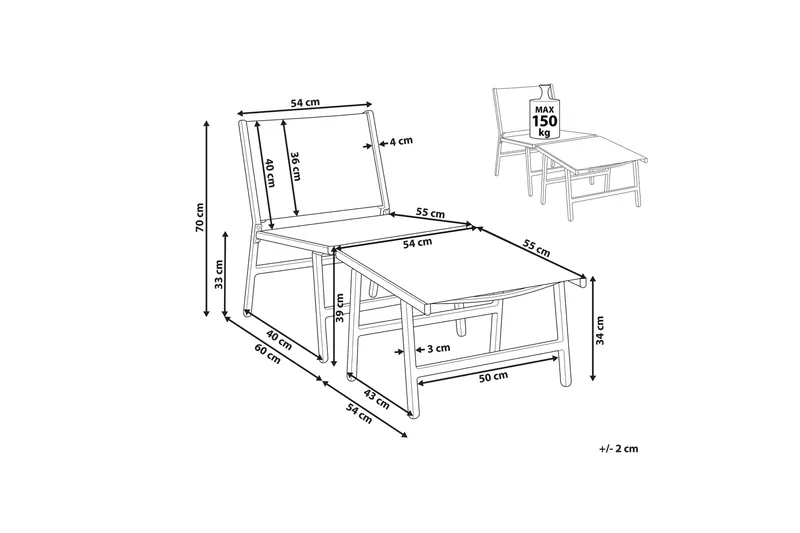 Montmagny Solstol 54x60 cm - Svart - Utemöbler & utemiljö - Utestol & trädgårdsstol - Solstol