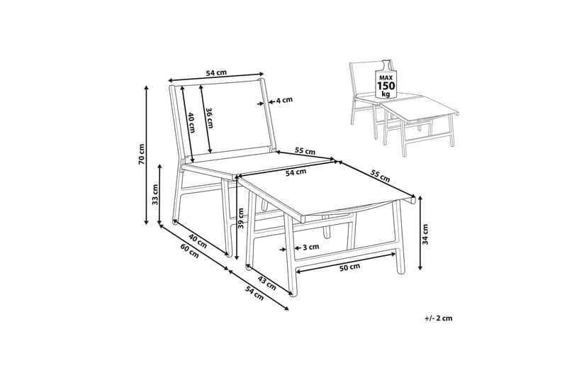 Montmagny Solstol 54x60 cm - Svart - Utemöbler & utemiljö - Utestol & trädgårdsstol - Solstol