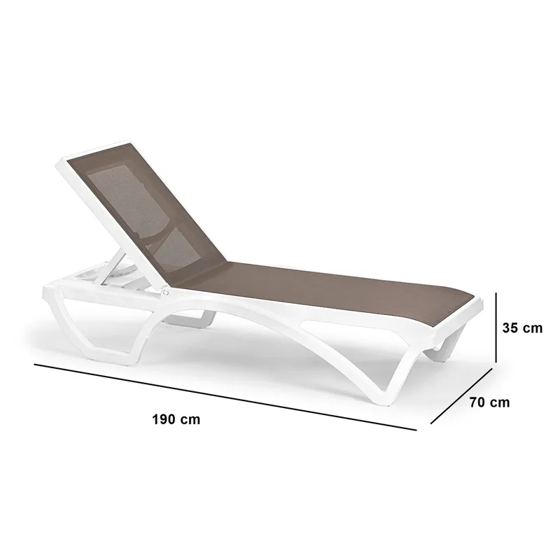 Muneo Solsäng 190 cm - Vit / Taupe - Utemöbler & utemiljö - Utestol & trädgårdsstol - Solsäng & solvagn