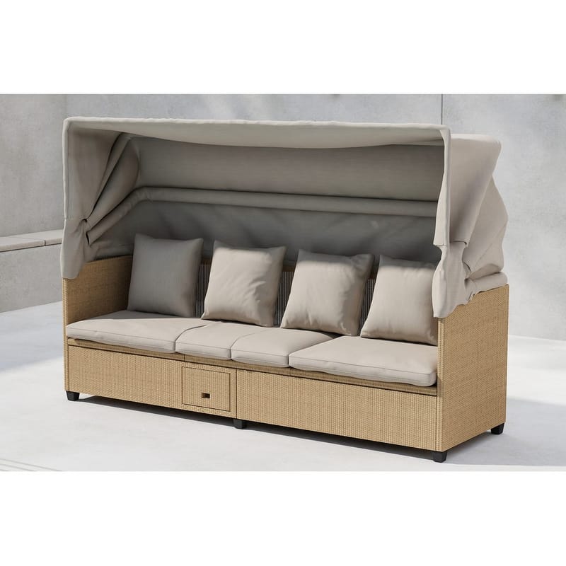 Nopy Solstol 200x60 cm - Beige - Utemöbler & utemiljö - Utestol & trädgårdsstol - Solstol