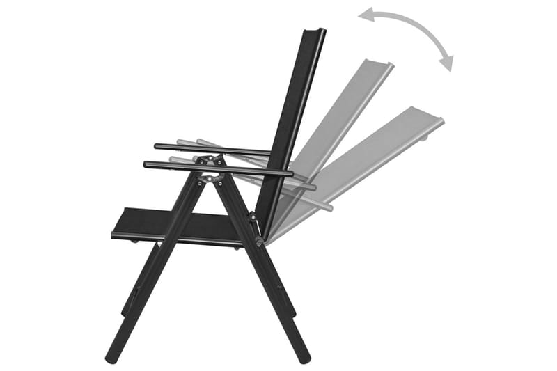 Hopfällbara trädgårdsstolar 2 st aluminium och textilene sva - Svart - Positionsstol