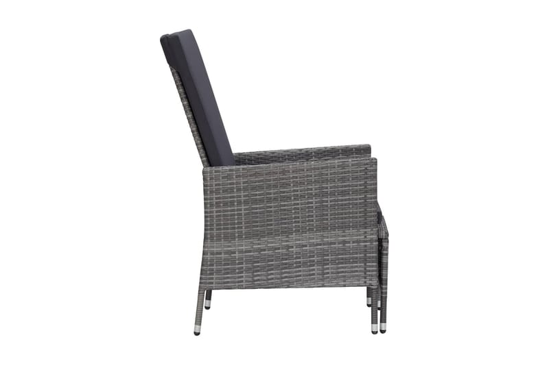 Justerbar trädgårdsstol med dynor konstrotting grå - Grå - Positionsstol