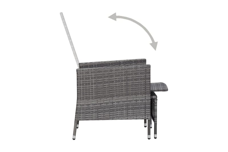 Justerbar trädgårdsstol med dynor konstrotting grå - Grå - Positionsstol