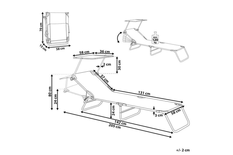 Solsäng Foligno - Grön, Silver - Utemöbler & utemiljö - Utestol & trädgårdsstol - Solsäng & solvagn