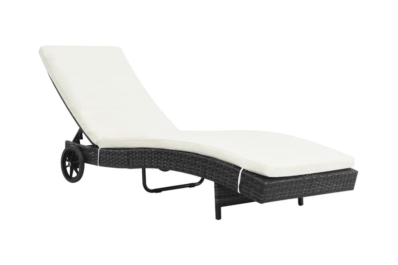 Solsäng med hjul och dyna konstrotting svart - Solsäng & solvagn