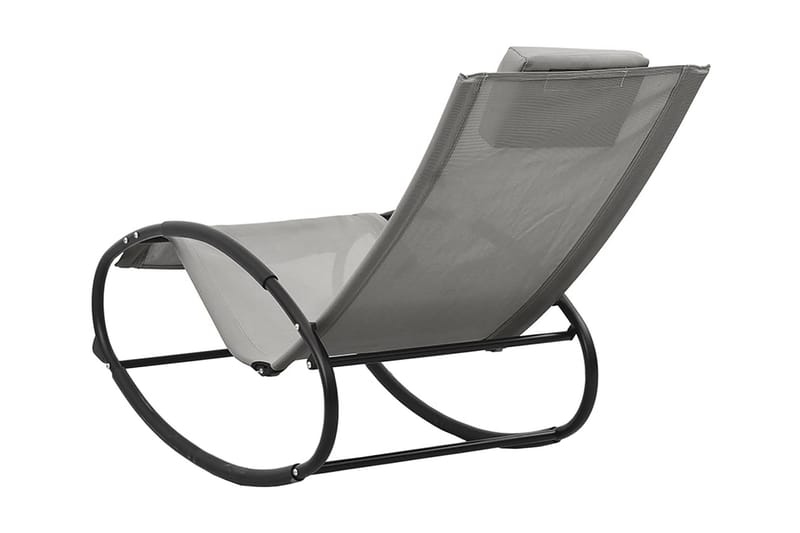 Solsäng med kudde svart stål och textilene grå - Grå - Solsäng & solvagn