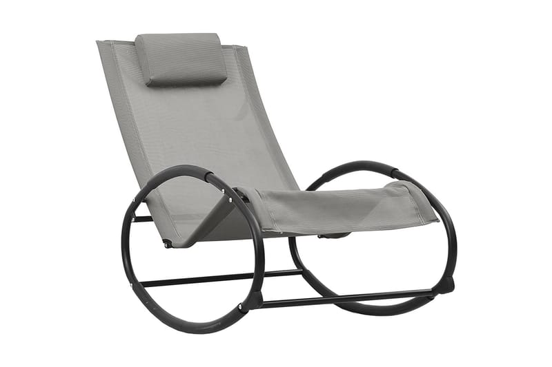 Solsäng med kudde svart stål och textilene grå - Grå - Solsäng & solvagn