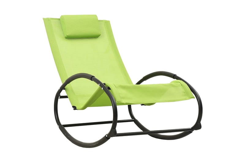 Solsäng med kudde svart stål och textilene grön - Grön - Solsäng & solvagn