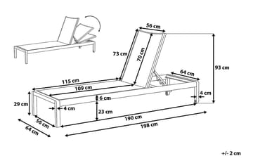 Fossato Solsäng 64|198 cm - Svart - Utemöbler & utemiljö - Utestol & trädgårdsstol - Solsäng & solvagn