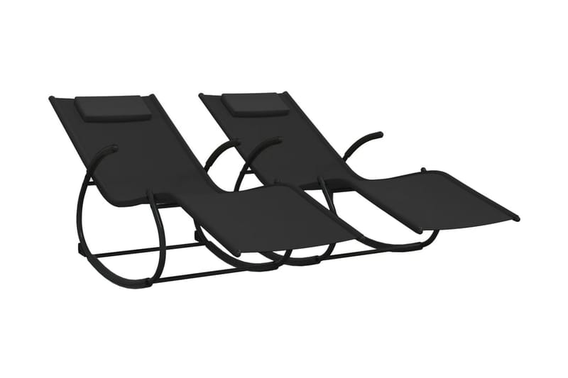 Gungande solsängar 2 st svart stål och textilene - Svart - Solsäng & solvagn