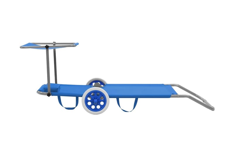 Hopfällbar solsäng med tak och hjul stål blå - Blå - Solsäng & solvagn