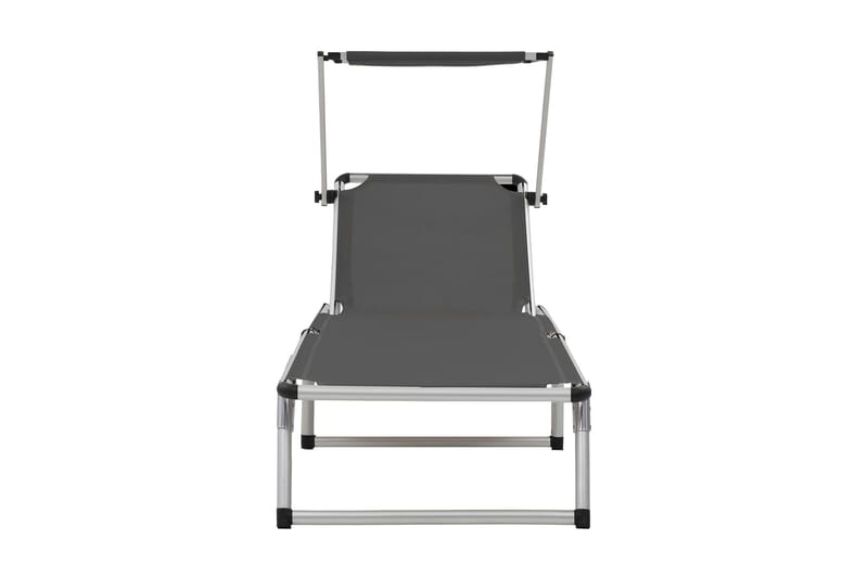 Hopfällbara solsängar med tak 2 st aluminium och textilen gr - Grå - Solsäng & solvagn