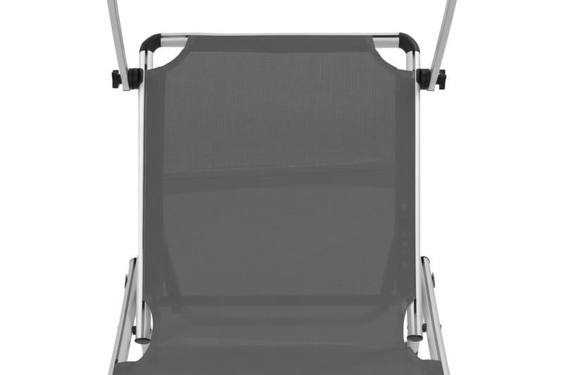 Hopfällbara solsängar med tak 2 st aluminium och textilen gr - Grå - Solsäng & solvagn