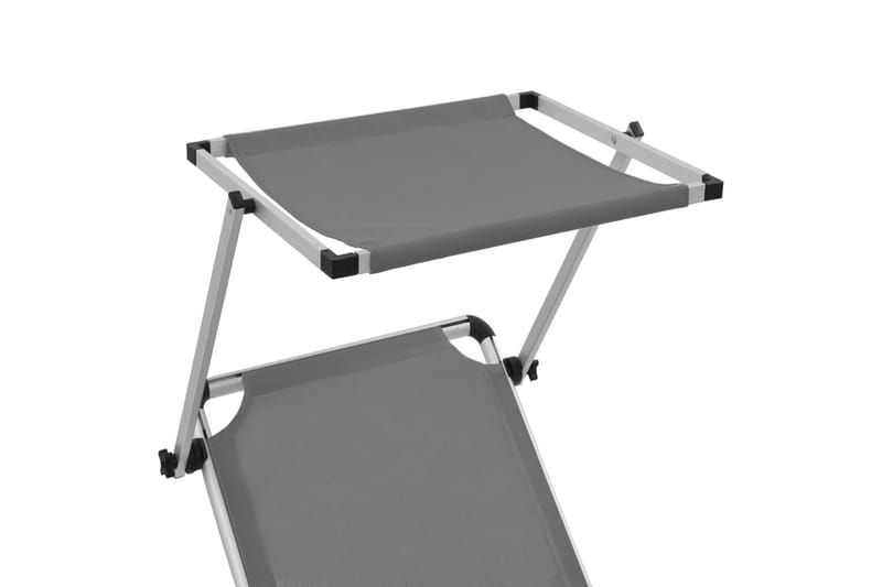 Hopfällbara solsängar med tak 2 st aluminium och textilen gr - Grå - Solsäng & solvagn