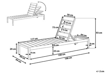 Nardo Solsäng 64|198 cm - Grå - Utemöbler & utemiljö - Utestol & trädgårdsstol - Solsäng & solvagn