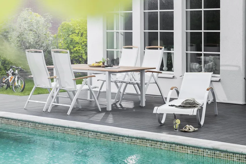 Nydala Solsäng Vit/Teak - Hillerstorp - Utemöbler & utemiljö - Utestol & trädgårdsstol - Solsäng & solvagn