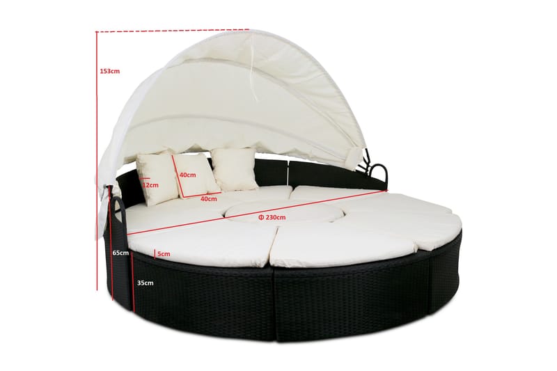 Solsäng Dramsvik 230 cm - Antracit - Utemöbler & utemiljö - Utestol & trädgårdsstol - Solsäng & solvagn