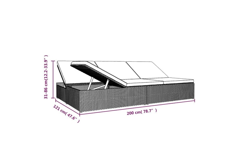 Solsäng konvertibel med dyna konstrotting svart - Svart - Solsäng & solvagn