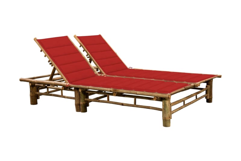 Solsäng med dynor 2 personer bambu - Röd - Solsäng & solvagn