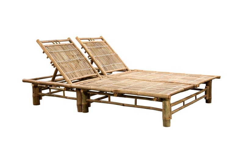 Solsäng med dynor 2 personer bambu - Svart - Solsäng & solvagn
