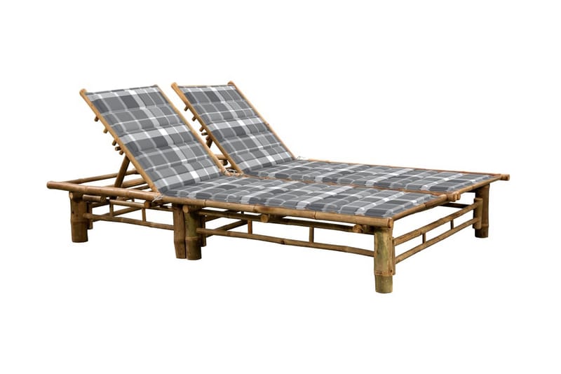Solsäng med dynor 2 personer bambu - Grå - Solsäng & solvagn