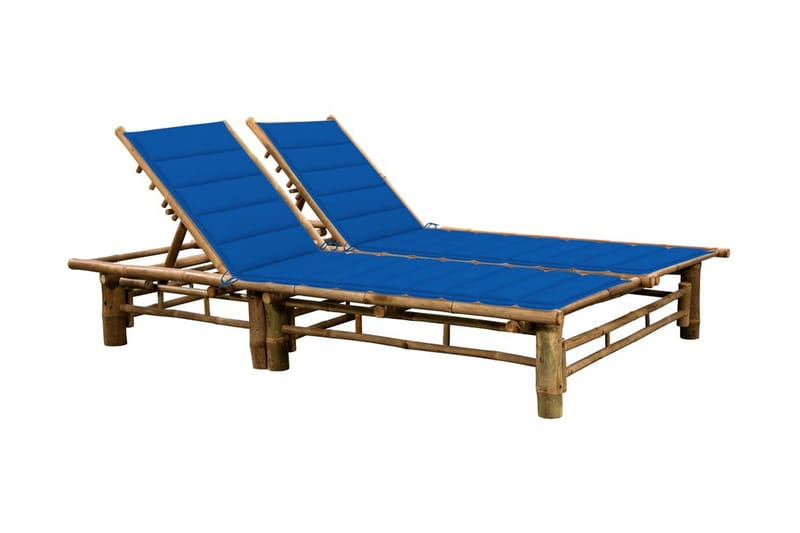 Solsäng med dynor 2 personer bambu - Blå - Solsäng & solvagn