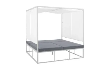 Solsäng med sänghimmel vit/grå PALLANZA - Vit - Utemöbler & utemiljö - Loungemöbler - Solbädd