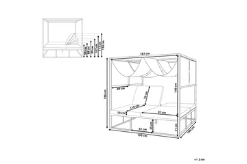 Solsäng med sänghimmel vit/grå PALLANZA - Vit - Utemöbler & utemiljö - Loungemöbler - Solbädd