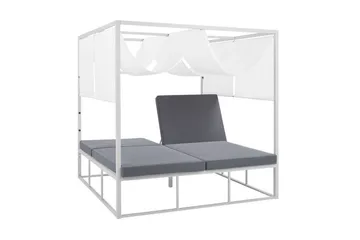 Solsäng med sänghimmel vit/grå PALLANZA - Vit - Utemöbler & utemiljö - Loungemöbler - Solbädd