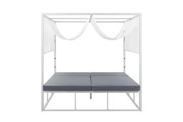 Solsäng med sänghimmel vit/grå PALLANZA - Vit - Utemöbler & utemiljö - Loungemöbler - Solbädd