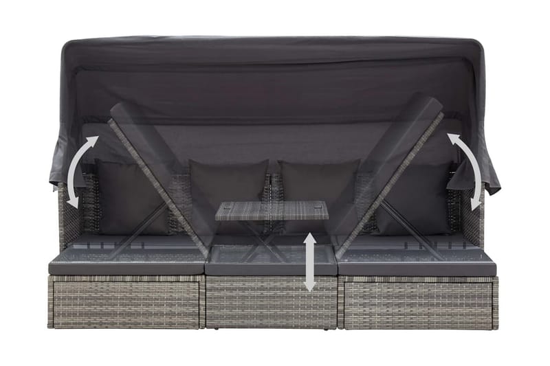 Solsäng med tak blandad grå konstrotting - Grå - Solsäng & solvagn