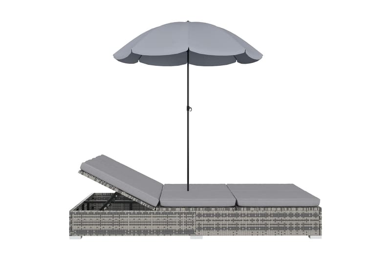 Solsäng med parasoll konstrotting grå - Grå - Solsäng & solvagn